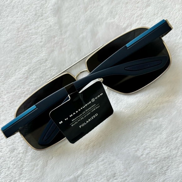 M BY MAXSTUDIO Men's Aviator Rectangular Polarized Sunglasses - Picture 2 of 16